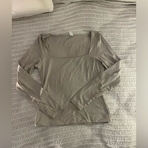 Beige 90 Degree Square Neck Top